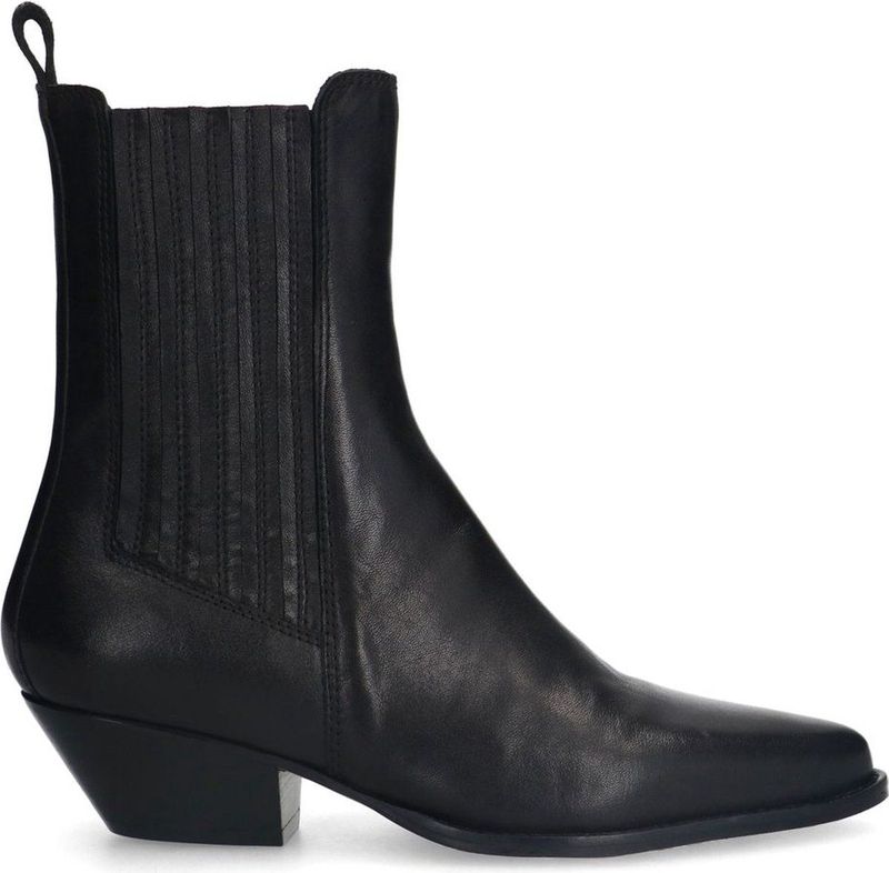 Sacha - Cowboy Enkellaarsjes - Zwart - Leer