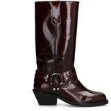 Sacha - Biker Boots - Rood - Leer - Glanzend Bordeauxrood