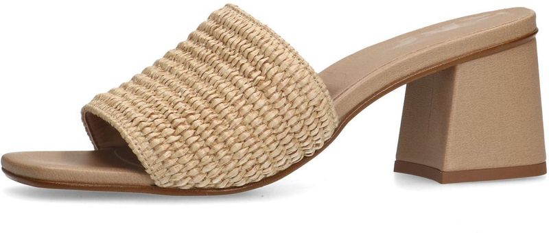 Sacha - Muiltjes - Beige - Textiel - Blokhak