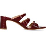 Sacha - Rode Leren Sandalen - Hak - Goudkleurige Gespen