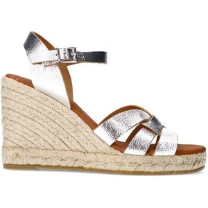 Sacha - Sleehak Sandalen - Grijs - Leer - Zilveren Metallic Afwerking