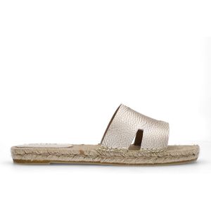 Sacha - Dames - Gouden Leren Slippers - Leer - Zooldikte 1 cm