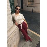 Sacha - Dames - Rode Leren Ballerina's - Goudkleurige Studs