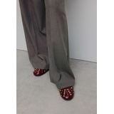 Sacha - Dames - Rode Leren Ballerina's - Goudkleurige Studs