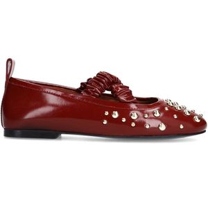 Sacha - Dames - Rode Leren Ballerina's - Goudkleurige Studs