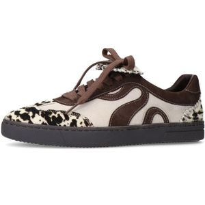 Sacha - Dames - Bruine Suède Cow Print Sneakers - Suède - Leer