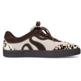 Sacha - Bruine Suède Cow Print Sneakers - Donkerbruine Zool - Leer Binnenzijde