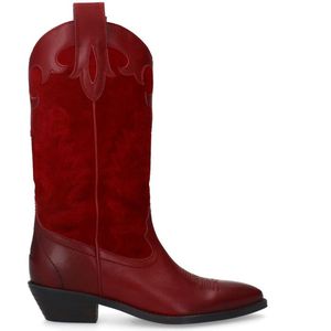 Sacha - Cowboylaarzen - Rood - Leer - Traditioneel Borduurwerk