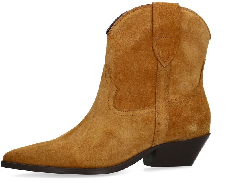 Sacha - Enkellaarsjes - Taupe - Suède - Blokhak 5 cm