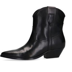 Sacha - Zwarte Suède Western Enkellaarsjes - Blokhak 5 cm - Schachthoogte 12 cm