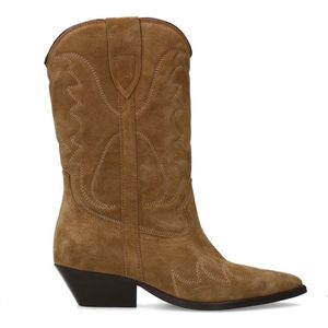 Sacha - Dames - Taupe suède cowboylaarzen met sierstiksels - Maat 42