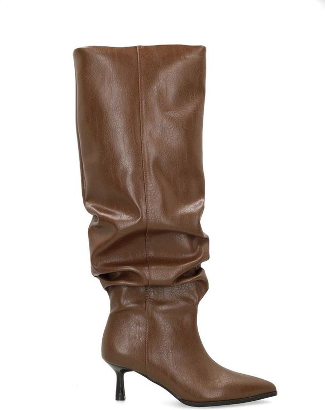 Sacha - Hoge Laarzen - Bruin - Met Brede Schacht - 6 cm Naaldhak