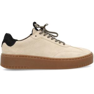 Sacha - Sneakers - Ecru/Zwart - Suède - Plateauzool