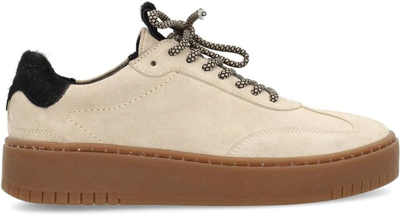 Sacha - Sneakers - Ecru/Zwart - Suède - Plateauzool