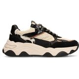 Sacha - Sneakers - Zwart - Leren Cow Print - Plateau Zool 4 cm