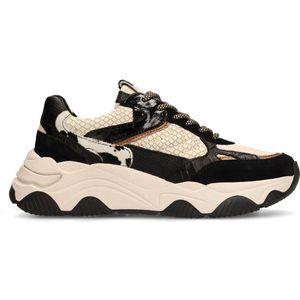 Sacha - Sneakers - Zwart - Leren Cow Print - Dames