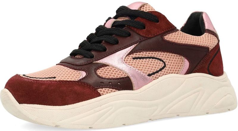 SACHA - Sneakers Laag - Beige - Pink - Rood - Color-Blocking