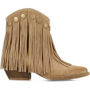 Sacha - Western Enkellaarsjes - Beige - Met Franjes