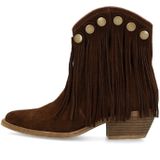 Sacha - Western Enkellaarsjes - Donkerbruin - Suède - Franjes