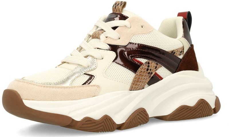 SACHA - Sneakers Laag - Beige/Bruin - Color-Blocking