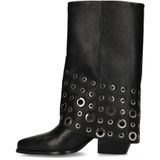 Sacha - Enkellaarsjes - Zwart - Leren - Met Flap