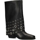 Sacha - Enkellaarsjes - Zwart - Leren - Met Flap