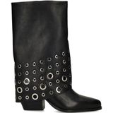 Sacha - Enkellaarsjes - Zwart - Leren - Met Flap