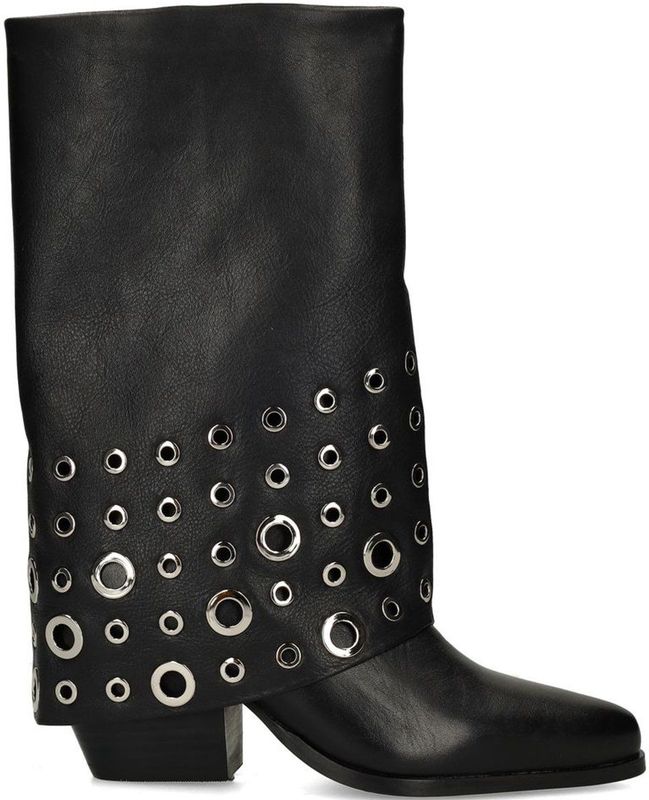 Sacha - Enkellaarsjes - Zwart - Leren - Met Flap