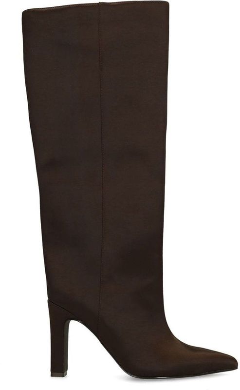 Sacha - Hoge Laarzen - Bruin - Satin-look - 9 cm Hakhoogte