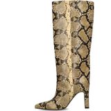 Sacha - Snake Hoge Laarzen - Beige - Met Hak