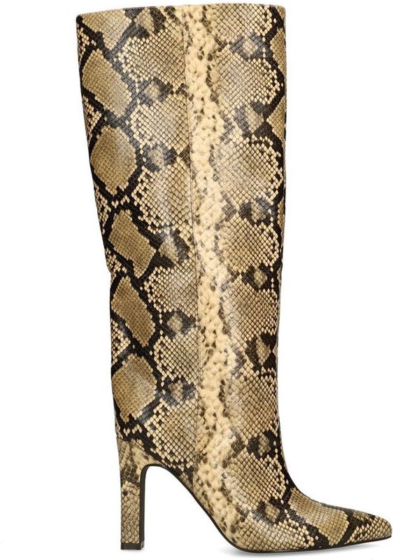 Sacha - Snake Hoge Laarzen - Beige - Met Hak