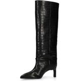 Sacha - Hoge Croco Laarzen - Zwart - Dames