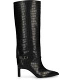 Sacha - Hoge Croco Laarzen - Zwart - Dames