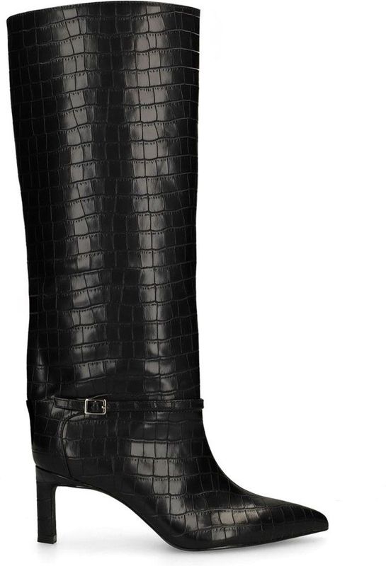 Sacha - Hoge Croco Laarzen - Zwart - Dames