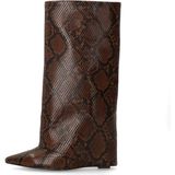 Sacha - Snake Hoge Sleehak Laarzen - Bruin - 10 cm Sleehakhoogte