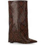 Sacha - Snake Hoge Sleehak Laarzen - Bruin - 10 cm Sleehakhoogte