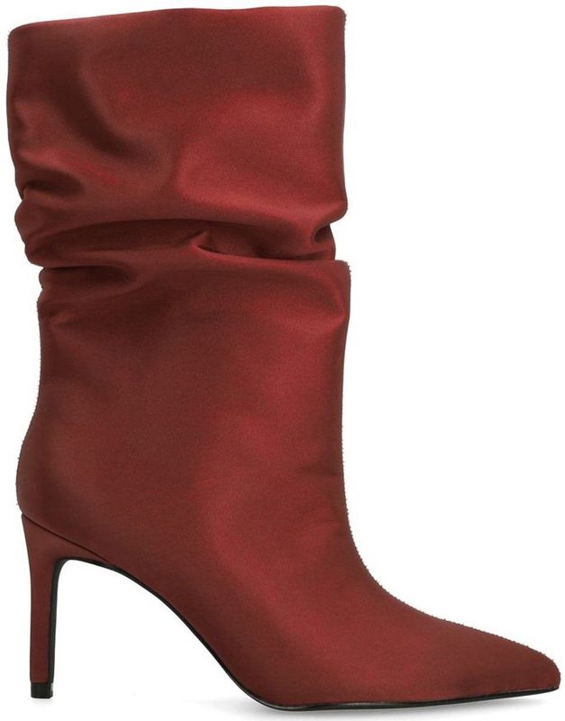 Sacha - Enkellaarsjes - Rood - Satin-look - 8 cm Naaldhak