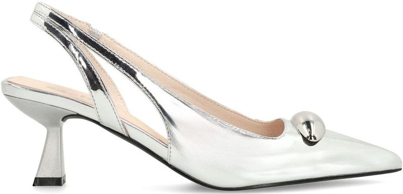 Sacha - Slingback Pumps - Zilveren Metallic - Lage Trechterhak 5 cm