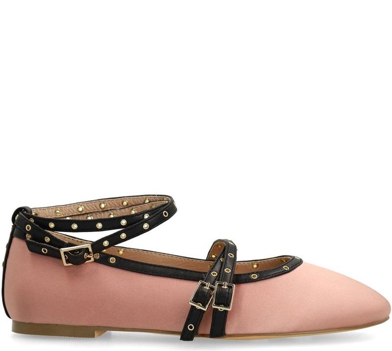 Sacha - Ballerina's - Roze - Satin Look - Met Gespen en Bandjes