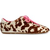 Sacha - Cow Sneakers - Bruin - Leer - Inclusief Roze en Bruine Veters