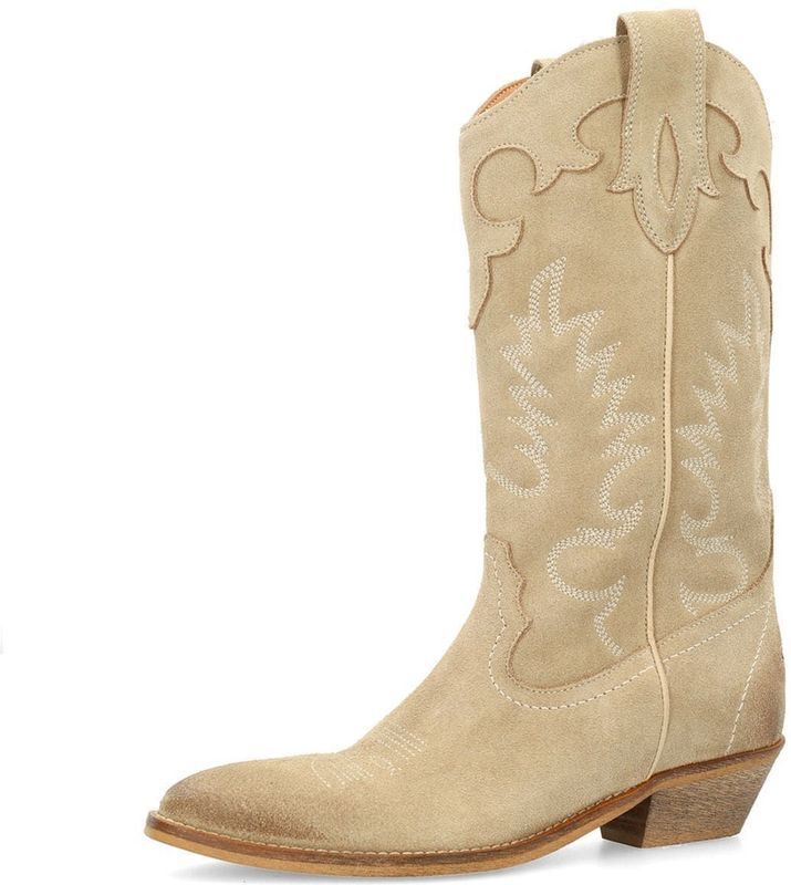 Sacha - Cowboylaarzen - Beige - Suède - Met Sierstiksels