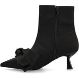 Sacha - Enkellaarsjes - Zwart - Satin-look - Puntige Neus - Strikdetail