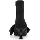 Sacha - Enkellaarsjes - Zwart - Satin-look - Puntige Neus - Strikdetail