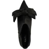 Sacha - Enkellaarsjes - Zwart - Satin-look - Puntige Neus - Strikdetail