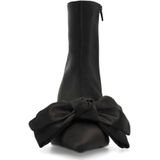 Sacha - Enkellaarsjes - Zwart - Satin-look - Puntige Neus - Strikdetail