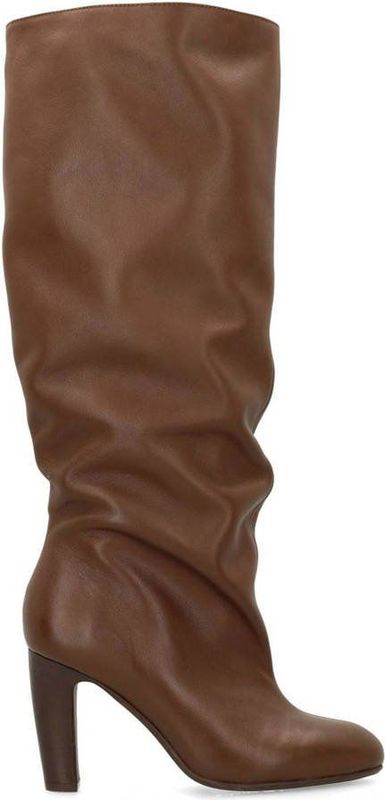 Sacha - Bruine Leren Hoge Laarzen - Dames - Met Brede Schacht