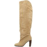 Sacha - Overknee Laarzen - Beige Suède - Hoge Hak - 9 cm
