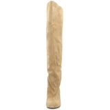 Sacha - Overknee Laarzen - Beige Suède - Hoge Hak - 9 cm