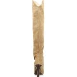Sacha - Overknee Laarzen - Beige Suède - Hoge Hak - 9 cm