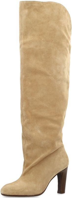 Sacha - Overknee Laarzen - Beige Suède - Hoge Hak - 9 cm